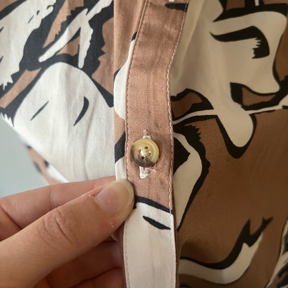Anthropologie Maeve Floral Shirt Dress Brown Soren Long Sleeve Womens Size L - Picture 12 of 16